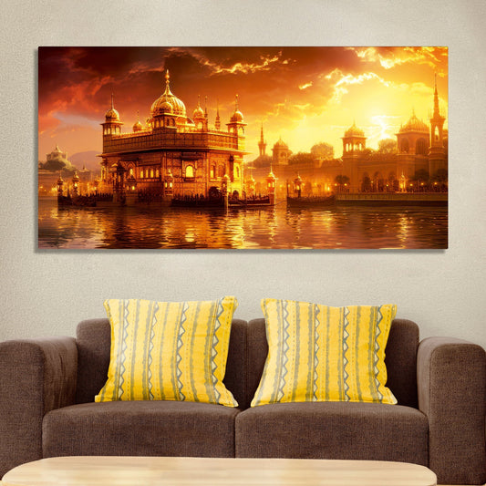 Famous Holy Golden Temple At Sunset View Canvas Wall Painting - Decor Smart