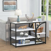 Five - Tier White Marble Black Console Table - Decor Smart