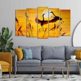 Flamingos Flying in Sunset 5 Pieces Wall Painting - Decor Smart