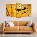 Flamingos Flying in Sunset 5 Pieces Wall Painting - Decor Smart