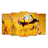 Flamingos Flying in Sunset 5 Pieces Wall Painting - Decor Smart
