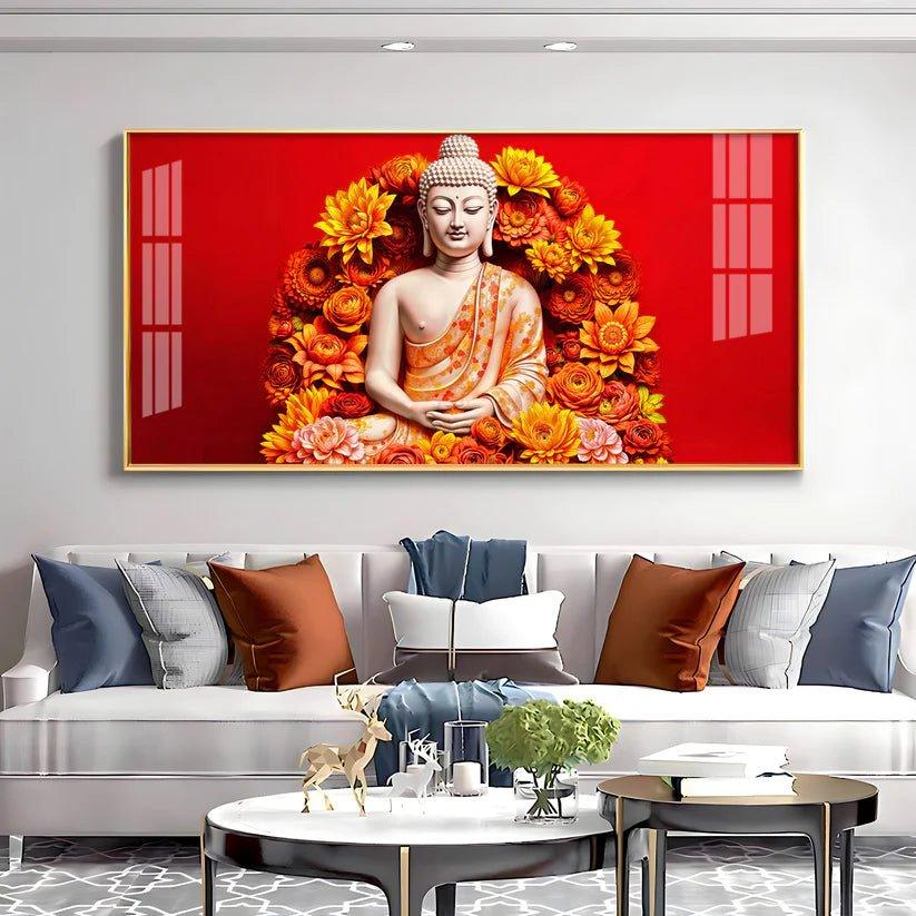 Floral Buddha Premium Acrylic Floating Wall Painting - Decor Smart
