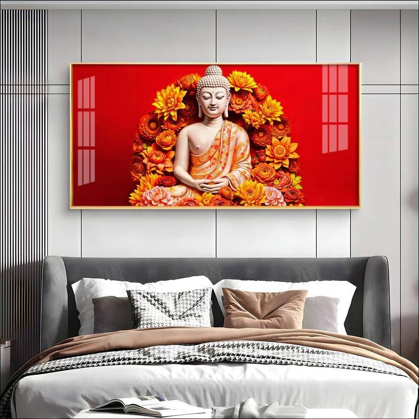 Floral Buddha Premium Acrylic Floating Wall Painting - Decor Smart