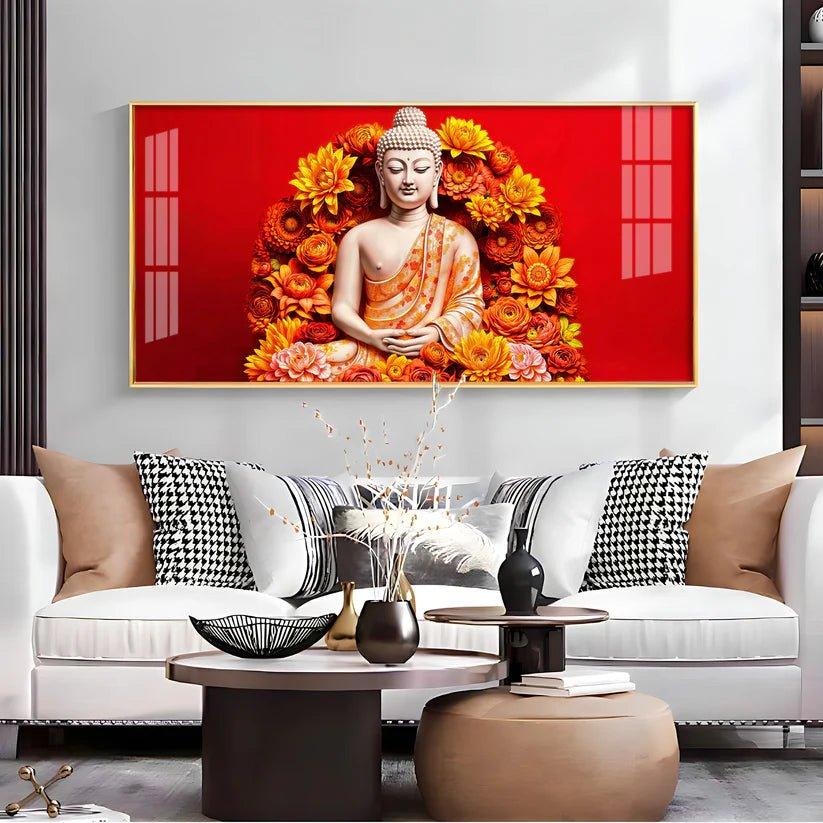 Floral Buddha Premium Acrylic Floating Wall Painting - Decor Smart