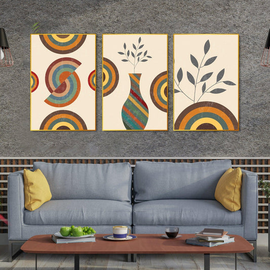 Flower Pot Floating Canvas Wall Painting Set of Three - Decor Smart