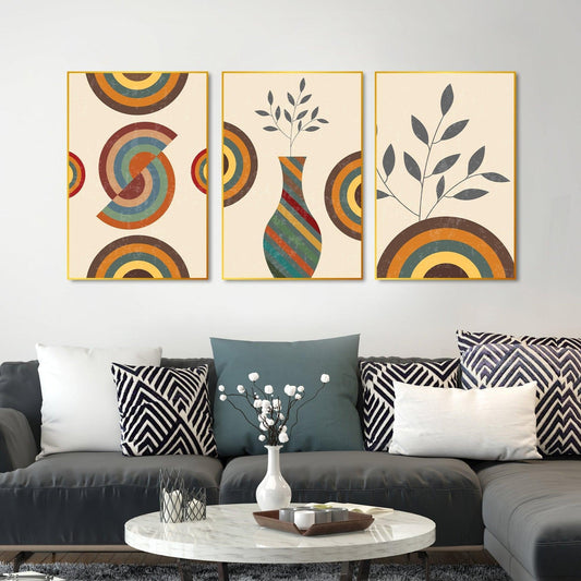 Flower Pot Floating Canvas Wall Painting Set of Three - Decor Smart