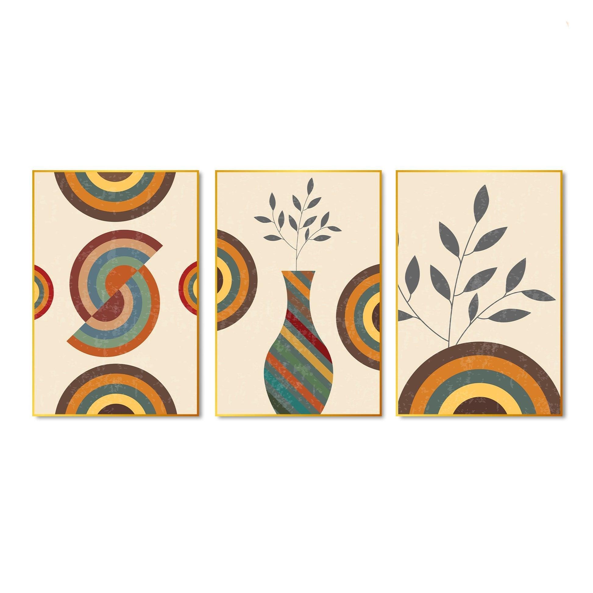 Flower Pot Floating Canvas Wall Painting Set of Three - Decor Smart