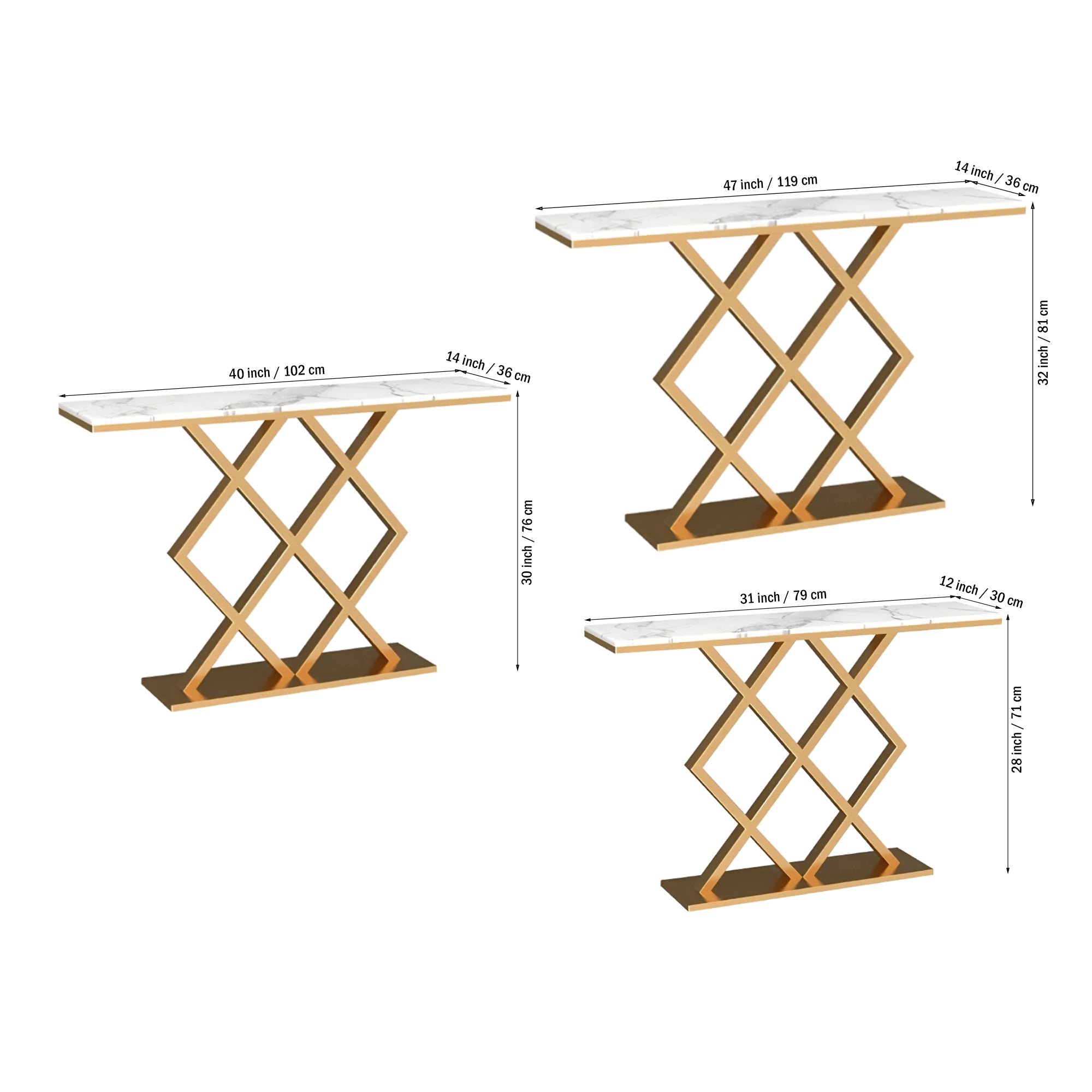 Geometric Criss Cross Pattern Contemporary Console Table - Decor Smart