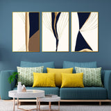 Gold & Black Modern Art Floating Canvas Wall Painting Set of Three - Decor Smart