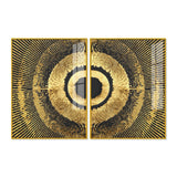 Golden 3D Pattern Acrylic Floating Wall Painting Set of 2 - Decor Smart
