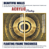 Golden 3D Pattern Acrylic Floating Wall Painting Set of 2 - Decor Smart