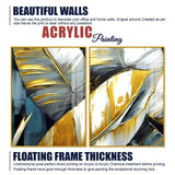 Golden Abstract Art Acrylic Floating Wall Painting Set of 2 - Decor Smart