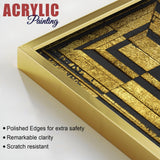 Golden Abstract Artistic Shapes Art Acrylic Floating Wall Painting Set Of 2 - Decor Smart