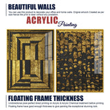 Golden Abstract Artistic Shapes Art Acrylic Floating Wall Painting Set Of 2 - Decor Smart