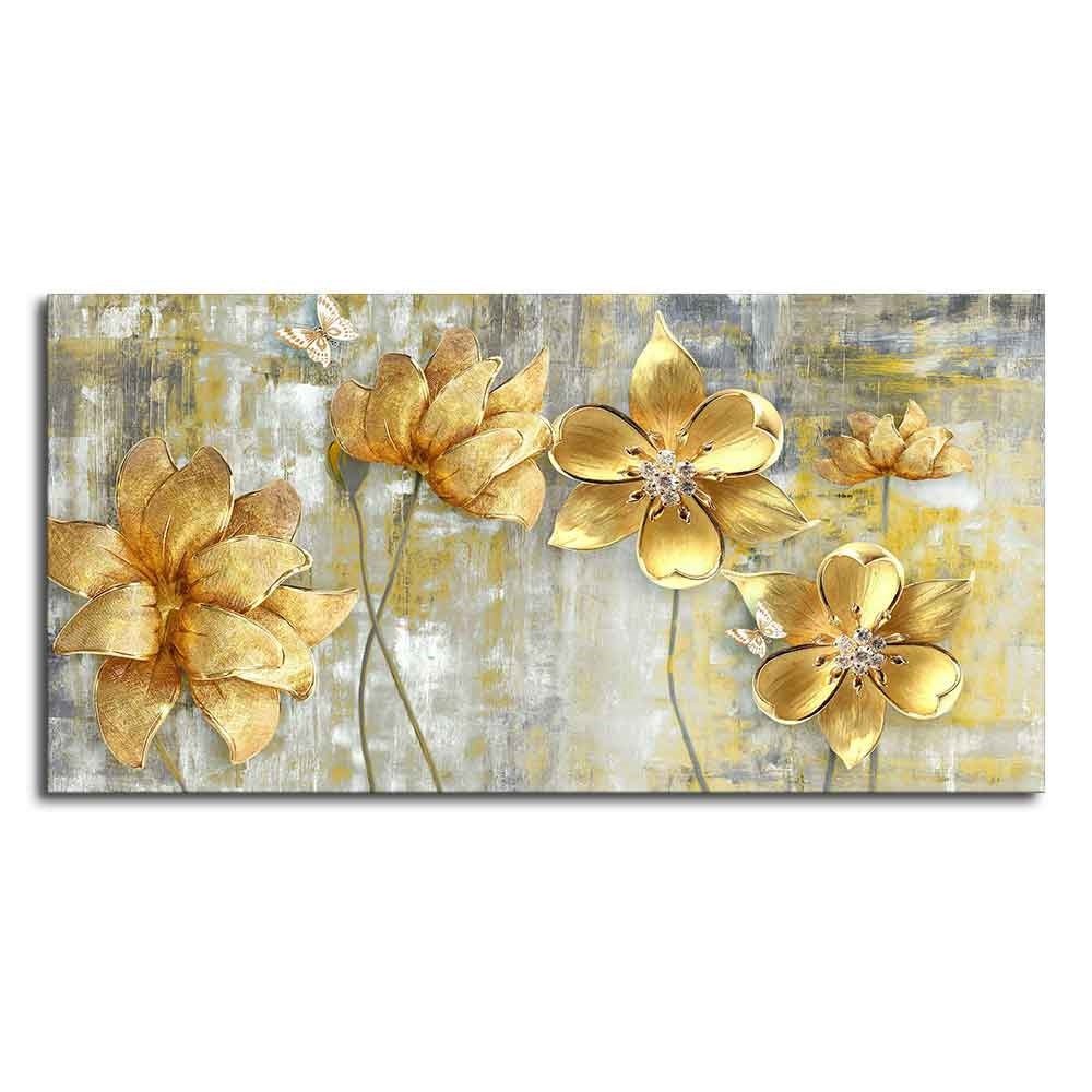 Golden Abstract Flower Power – Premium Canvas by Decor Smart