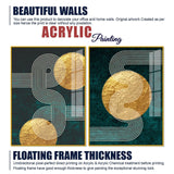 Golden Birds Flying Floating Acrylic Wall Painting Set of 2 - Decor Smart
