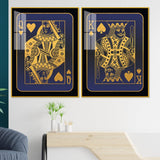 Golden Card of King and Queen Acrylic Floating Wall Painting Set of 2 - Decor Smart