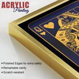 Golden Card of King and Queen Acrylic Floating Wall Painting Set of 2 - Decor Smart