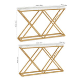 Golden Criss Cross Pattern Rectangular Shaped Designer Console Table - Decor Smart