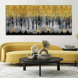 Golden Deer in Dark Forest Canvas Wall Painting - Decor Smart