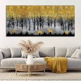 Golden Deer in Dark Forest Canvas Wall Painting - Decor Smart