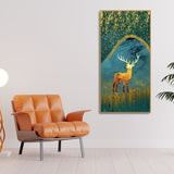 Golden Deer Modern Abstract Art Premium Canvas Wall Painting - Decor Smart