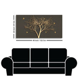 Golden Embossed Tree With Golden Birds Premium Canvas Wall Painting - Decor Smart