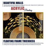 Golden Fishes Acrylic Floating Wall Painting Set of 2 - Decor Smart