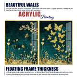 Golden Birds Flying Floating Acrylic Wall Painting Set of 2 - Decor Smart