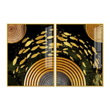 Golden Fishes Acrylic Floating Wall Painting Set of 2 - Decor Smart