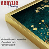 Golden Birds Flying Floating Acrylic Wall Painting Set of 2 - Decor Smart