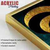 Golden Geometric Circles Shapes Art Acrylic Floating Wall Painting Set Of 2 - Decor Smart