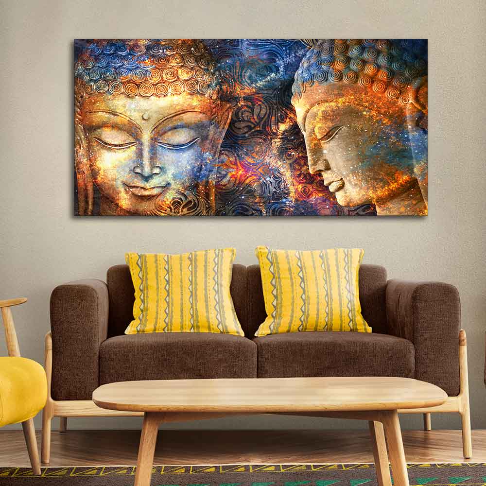 Golden Head of Lord Buddha Canvas Wall Painting - Decor Smart