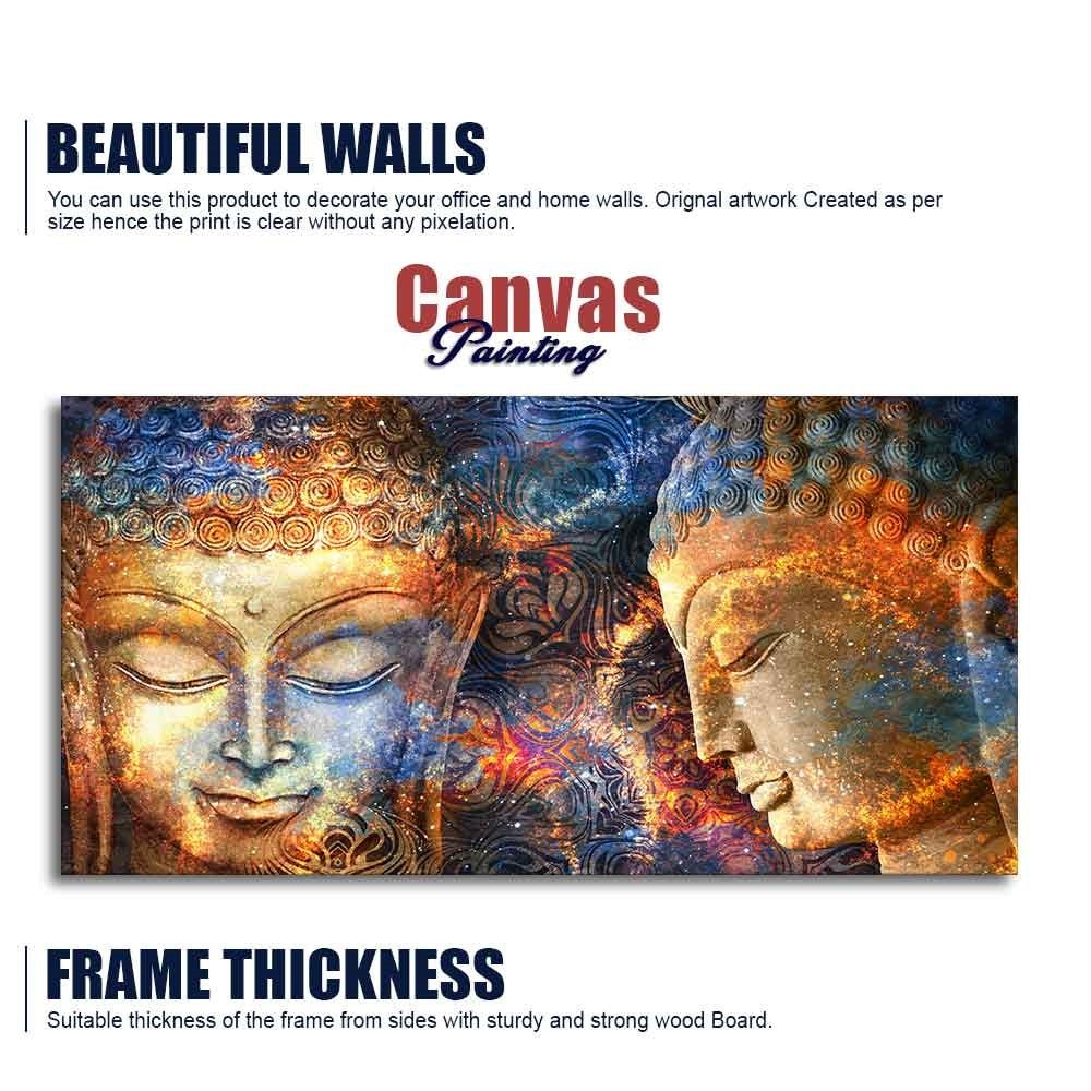 Golden Head of Lord Buddha Canvas Wall Painting - Decor Smart