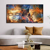 Golden Head of Lord Buddha Canvas Wall Painting - Decor Smart