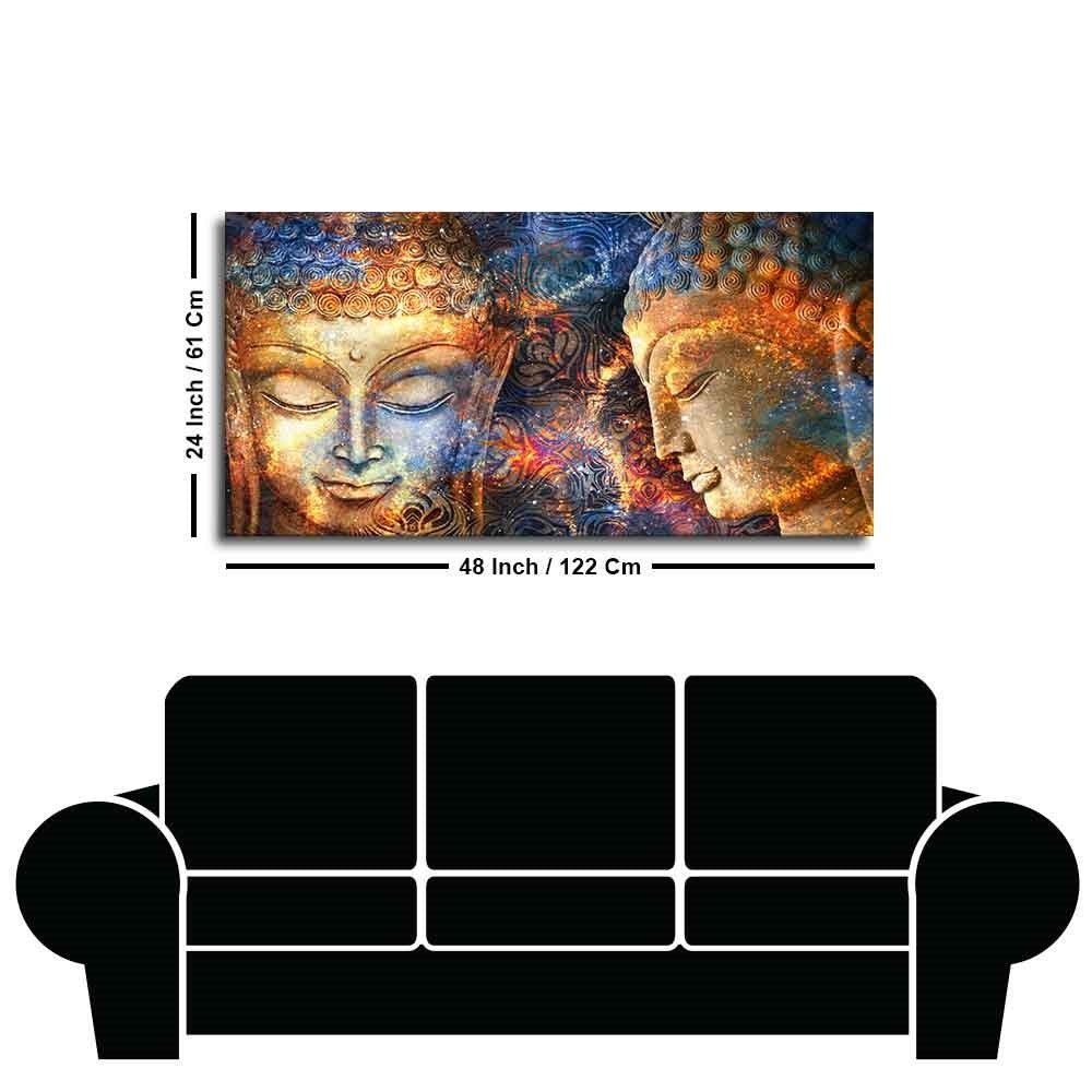 Golden Head of Lord Buddha Canvas Wall Painting - Decor Smart