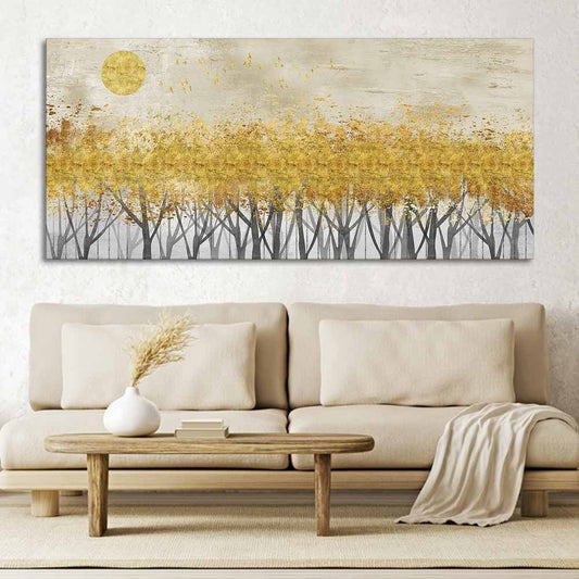 Golden Leaf Trees Canvas Wall Painting - Decor Smart