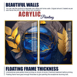 Golden Leaves Acrylic Floating Wall Painting Set of 2 - Decor Smart