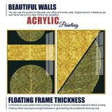 Golden Leaves and Line Art Acrylic Floating Wall Painting Set Of 2 - Decor Smart