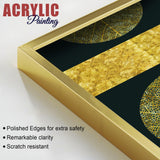 Golden Leaves and Line Art Acrylic Floating Wall Painting Set Of 2 - Decor Smart