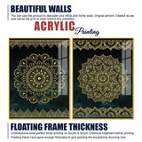 Golden Mandala Pattern Acrylic Floating Wall Painting Set of 2 - Decor Smart