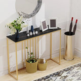 Golden Metallic Rectangular Shaped Black Marble Designer Console Table - Decor Smart