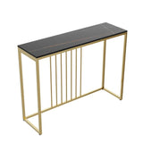 Golden Metallic Rectangular Shaped Black Marble Designer Console Table - Decor Smart