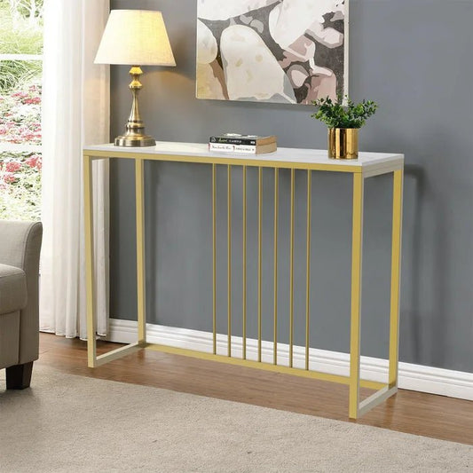 Golden Metallic Rectangular Shaped Designer Console Table - Decor Smart