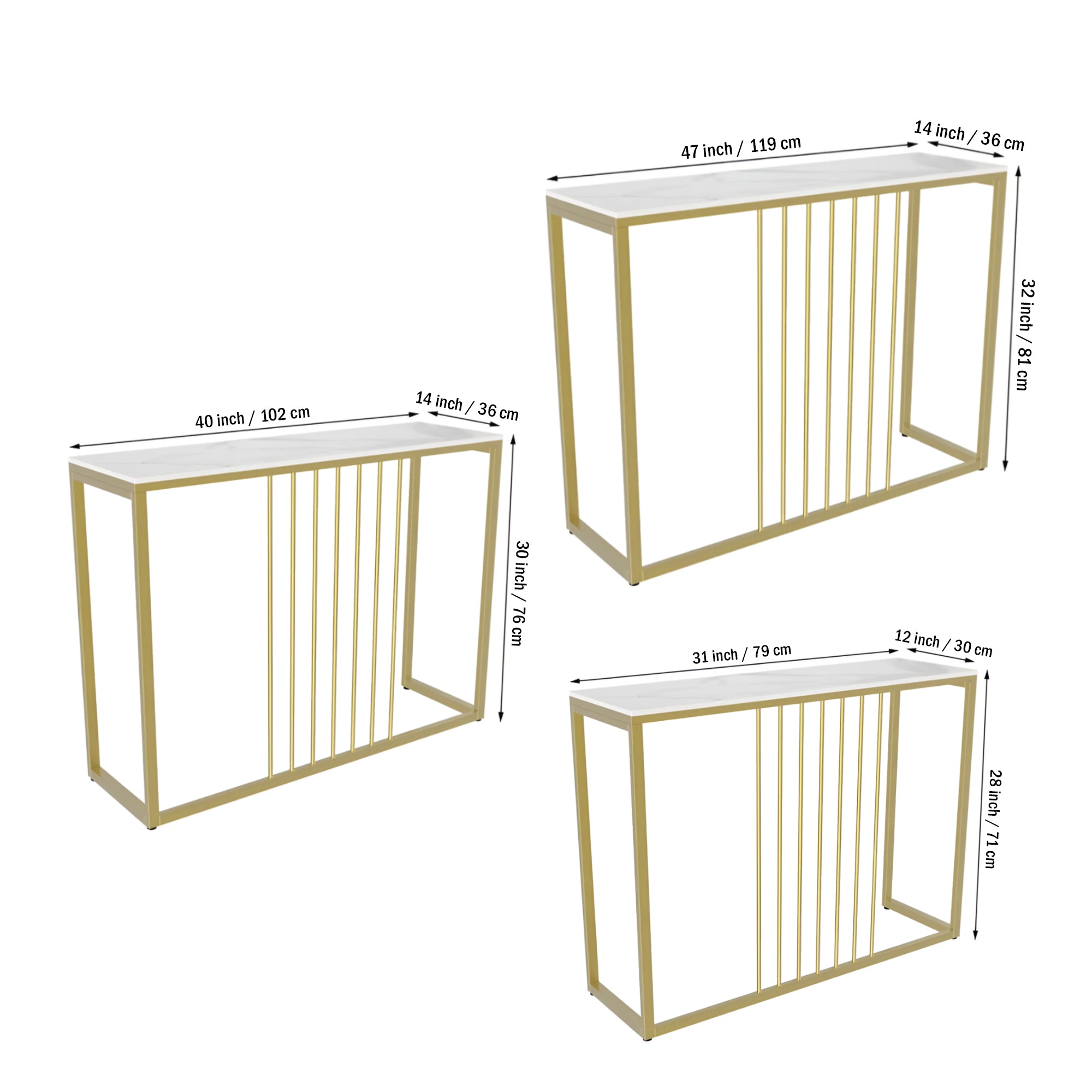 Golden Metallic Rectangular Shaped Designer Console Table - Decor Smart