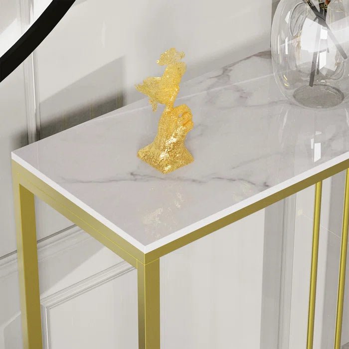 Golden Metallic Rectangular Shaped Designer Console Table - Decor Smart