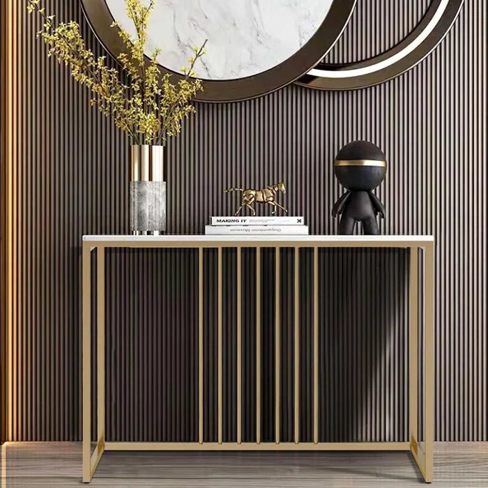 Golden Metallic Rectangular Shaped Designer Console Table - Decor Smart