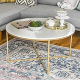 Golden Minimalist Metal Center Table in Criss Cross Design - Decor Smart