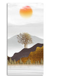 Golden Mountain with Beautiful Sunrise Premium Canvas Wall Painting - Decor Smart