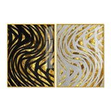Golden Patterns Acrylic Floating Wall Painting Set of 2 - Decor Smart